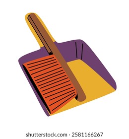 Dustpan and cleaning brush, isolated on a white background.