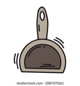 Dustpan doodle.Flat cartoon vector illustration. Isolated vector illustration. Vector drawing. Vector background. Yellow room.