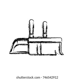 dustpan and hand broom in closeup in monochrome blurred silhouette vector illustration