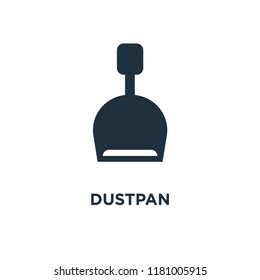 Dustpan icon. Black filled vector illustration. Dustpan symbol on white background. Can be used in web and mobile.