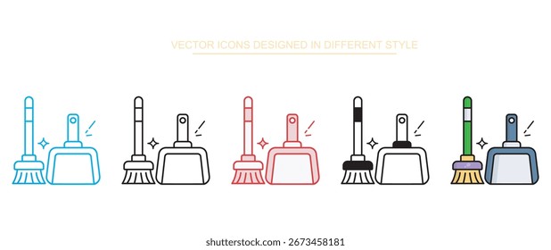 Design de ícone de Dustpan com ilustração de estoque de fundo branco
