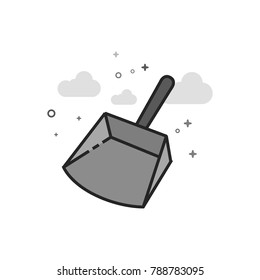 Dustpan icon in flat outlined grayscale style. Vector illustration.