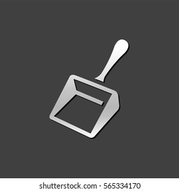 Dustpan icon in metallic grey color style. Cleaning tool household