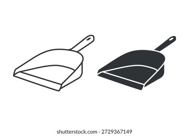 Ícone Dustpan em um fundo branco. Ilustração de arte vetorial, isolada em um fundo branco.