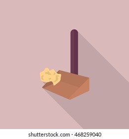 Dustpan icon , Vector flat long shadow design.