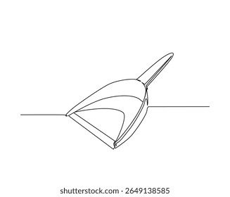Dustpan outline drawing illustration. one continuous line drawing of housekeeping dustpan.