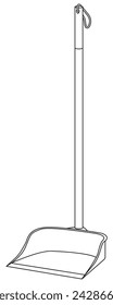 A dustpan in outline and vector format.