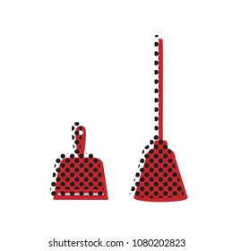 Dustpan sign. Scoop for cleaning garbage housework dustpan equipment. Vector. Brown icon with shifted black circle pattern as duplicate at white background. Isolated.