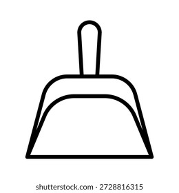 Herramienta de recogedor para barrer el piso, icono lineal. Limpieza, suministros de limpieza y tareas domésticas.