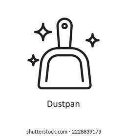 Dustpan Vector Outline Icon Design illustration. Housekeeping Symbol on White background EPS 10 File