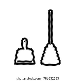 Dustpan vector sign. Scoop for cleaning garbage housework dustpan equipment. Vector. Flat style black icon on white.