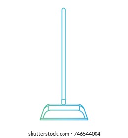 dustpan with wooden stick in degraded green to blue color contour vector illustration