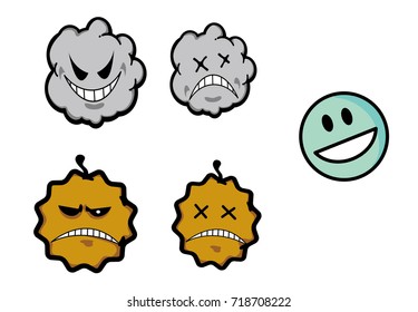 dust,virus , bacteria , microbe illustration