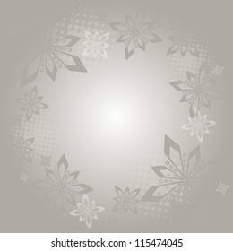 Dusty border with snowflakes Grey snowflakes creating a misty border on the grey background