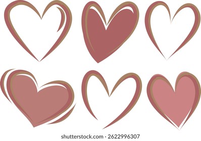 dusty brown pink mocha color decorative art abstract hearts collection