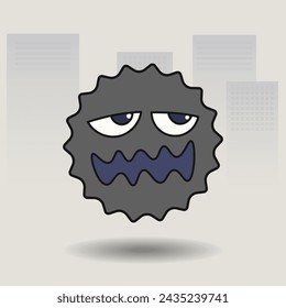 The dusty cartoon PM2.5. The concept of air pollution. tall building background. for poster, banner, web, icon, mascot, background. Vector illustration.