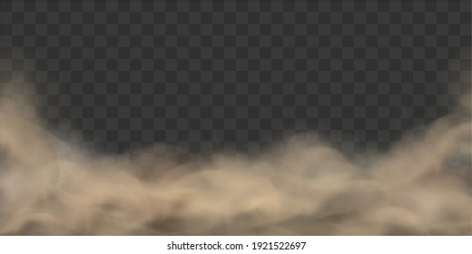 Dusty cloud, fog or smoke isolated on transparent background. Vector illustration.