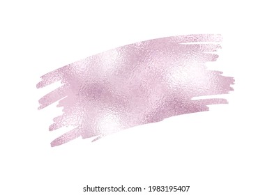 Dusty gold rose foil paintbrush design element. Violet sparkle glossy sparkle brush scribble. Vector illustration of pink glitter paint texture isolated on white background.