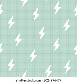 Dusty green Lighting bolts seamless pattern. Creative kids hand drawn texture for fabric, wrapping, textile, wallpaper, apparel  