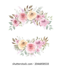 rosa rosa rosa rosa oscuro, flores pálidas, ramos de bodas de diseño vectorial. Ilustración de acuarela floral. Hermosa composición. Diseño para papeles textiles.