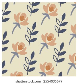 dusty orange rose pattern on sand background
