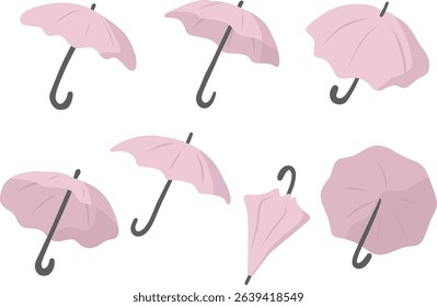 Dusty Pink Umbrella Set – Soft Pastel Rainy Day Illustrations