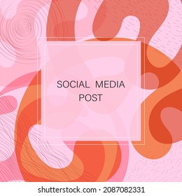 Dusty rose abstract square art template with geometric elements. Suitable for social media posts, mobile apps, banners design and web, internet ads. Vector fashion background.