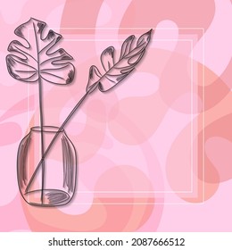 Dusty rose abstract square art template with geometric elements. Suitable for womens day, birthday, wedding, greeting card, invitations. Vector fashion background.