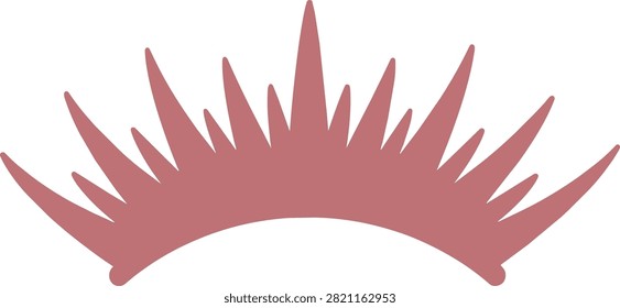 Dusty rose false eyelash cluster silhouette isolated on white background. Individual lash extension graphic for beauty and cosmetics.
