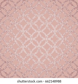 Dusty rose glitter background lit in the center. Grunge texture. Geometric pattern of circles. Vector illustration