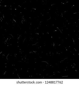 Dusty seamless texture, background, wallpaper. Gray scratches and dots on black background.