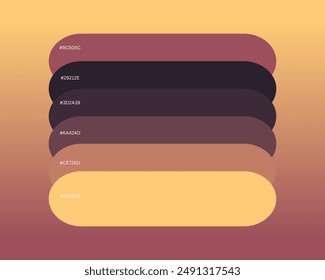 Dusty Vintage Color Scheme, beautiful six colors, color swatch. catalog samples, trendy multicolored pallets. Vector illustration