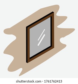 Una ventana turbia con marco marrón sobre la pared marrón. 