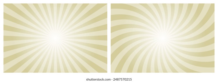 Dusty Yellow Sunburst Pattern Background. Rays. Radial. Summer Banner. Vector Illustration