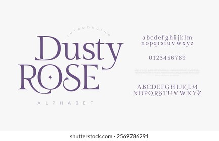 Dustyrose typography beauty fashion elegant minimalist serif italic fonts decorative wedding vintage retro logos. Minimal luxury font alphabet logo. Vector illustration