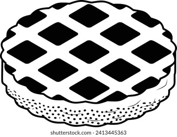 Dutch apple pie with a lattice top layer concept Hand drawn vector, Bakery and Baker drawings, food preparation and Kitchen Utensil Sketch Culinary Doodle stock illustration