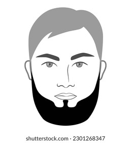 Dutch Beard style men in face illustration Facial hair. Vector grey black portrait male Fashion template flat barber collection set. Stylish hairstyle isolated outline on white background.