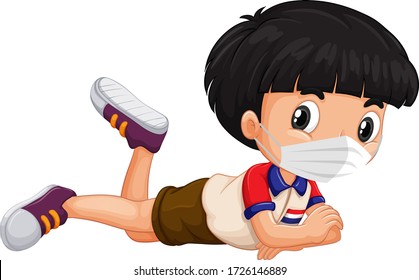 Dutch boy cartoon character wearing mask illustration