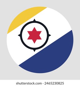 Dutch Caribbean flag. Caribisch Nederland circle flag. Flag icon. Standard color. Round flag. Computer illustration. Digital illustration. Vector illustration.