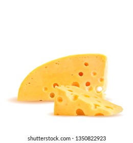 Dutch cheese low poly. Fresh, nutritious, tasty solid cheeses. Vector illustration. Cheese in triangulation technique. 
