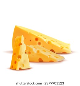 Malla de queso holandesa. Quesos sólidos frescos, nutritivos y sabrosos. Ilustración vectorial. Queso en la técnica de malla. 