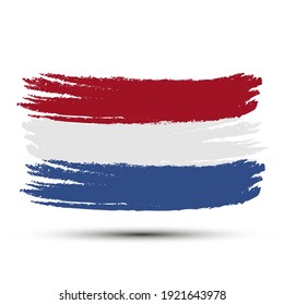 Dutch colorful brush strokes painted flag – stock vector