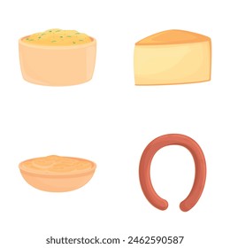Dutch cuisine icons set isometric vector. Various dutch dish. Traditional food
