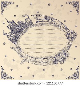 Dutch Delft blue hand-drawn frame