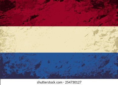 Dutch flag Grunge background. Vector illustration Eps 8.