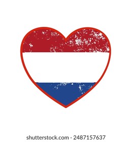 Dutch flag heart with grunge effect. Love of the Netherlands vector illustration