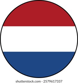 Dutch flag icon on transparent background. Flag of the Netherlands. Vector icon with black outline around the flag