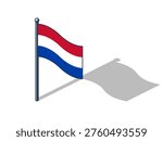 Dutch flag isometric vector illustration with shadow Dutch flag