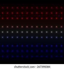 Dutch flag of luminous points. Light effect. Vector illustration.