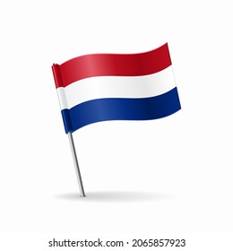 Dutch flag map pointer layout. Vector illustration.